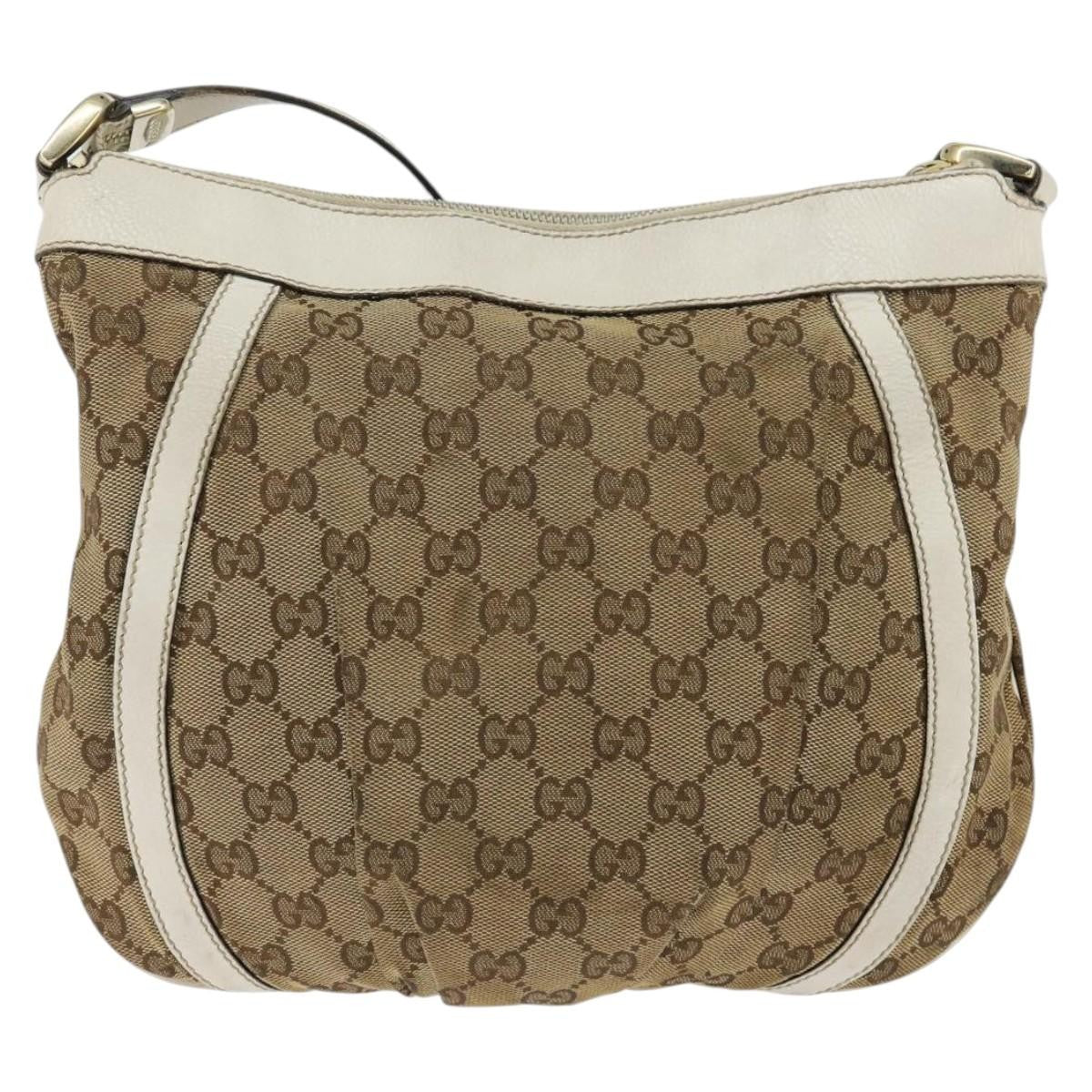 Gucci D Ring Messenger Gg Canvas And Leather Beige Canvas Shoulder Bag Bag (Pre-Owned)