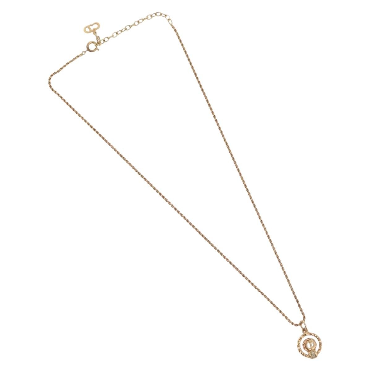 Christian Dior Cd Pendant Gold-Plated Gold Gold_Plated Necklace Jewelry (Pre-Owned)