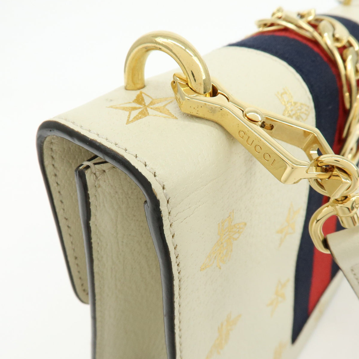 Gucci Sylvie Belt Leather Beige Calfskin Handbag (Pre-Owned)