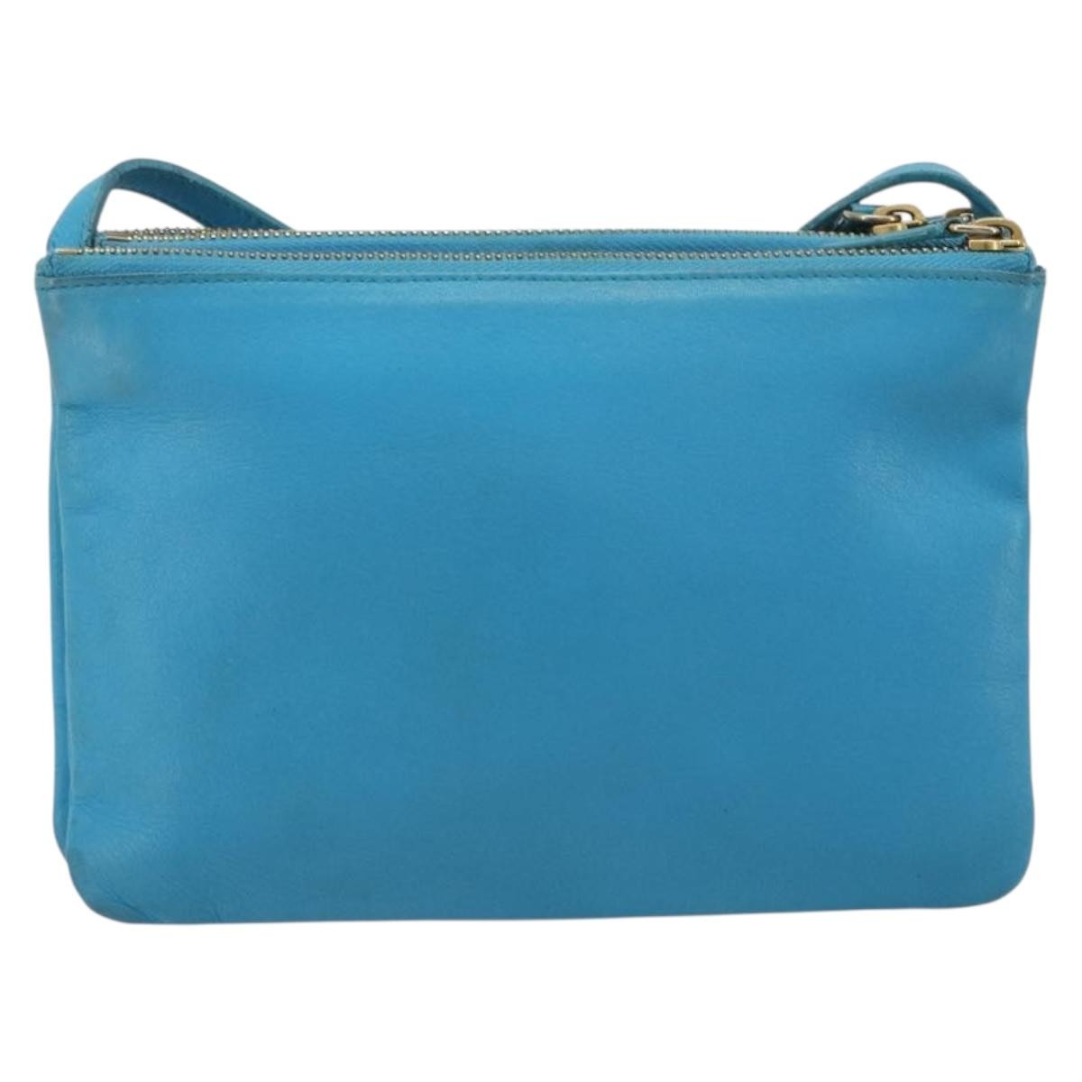 Celine Trio Leather Blue Leather Crossbody Bag Bag (Pre-Owned)