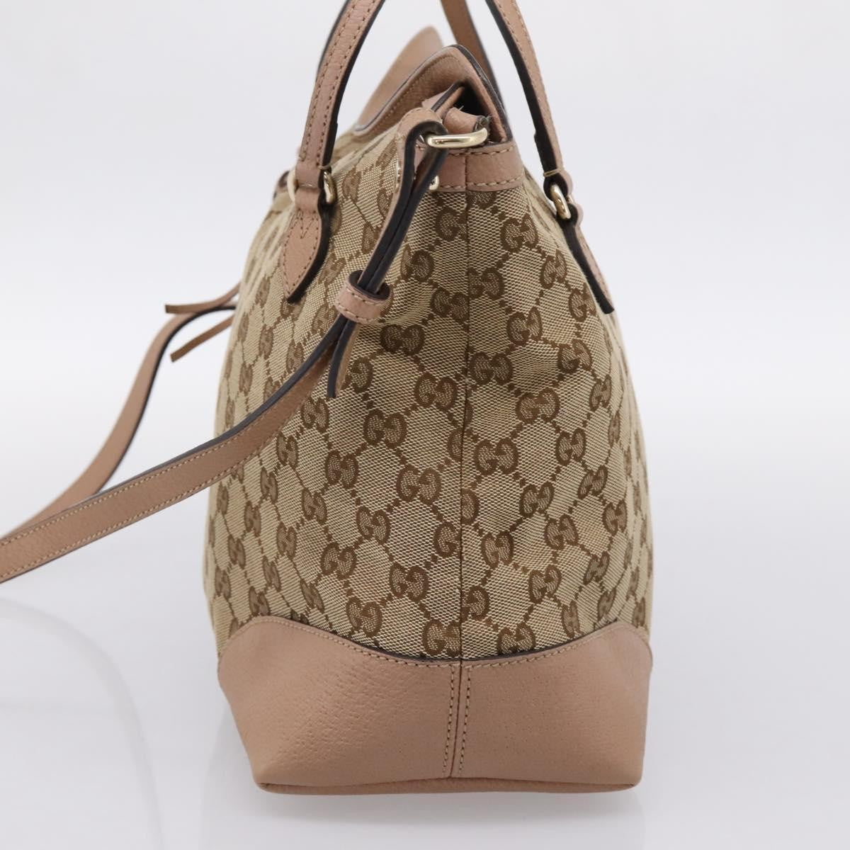 Gucci Bree Convertible Top Handle Gg Canvas With Leather Beige Canvas Handbag (Pre-Owned)