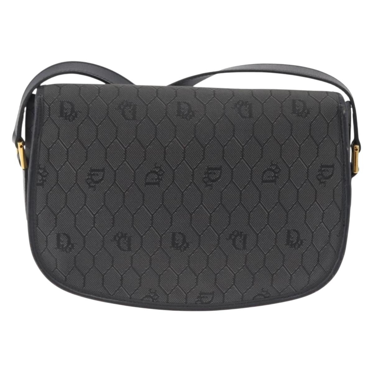 Christian Dior Vintage Honeycomb Canvas Black Canvas Shoulder Bag Bag (Pre-Owned)
