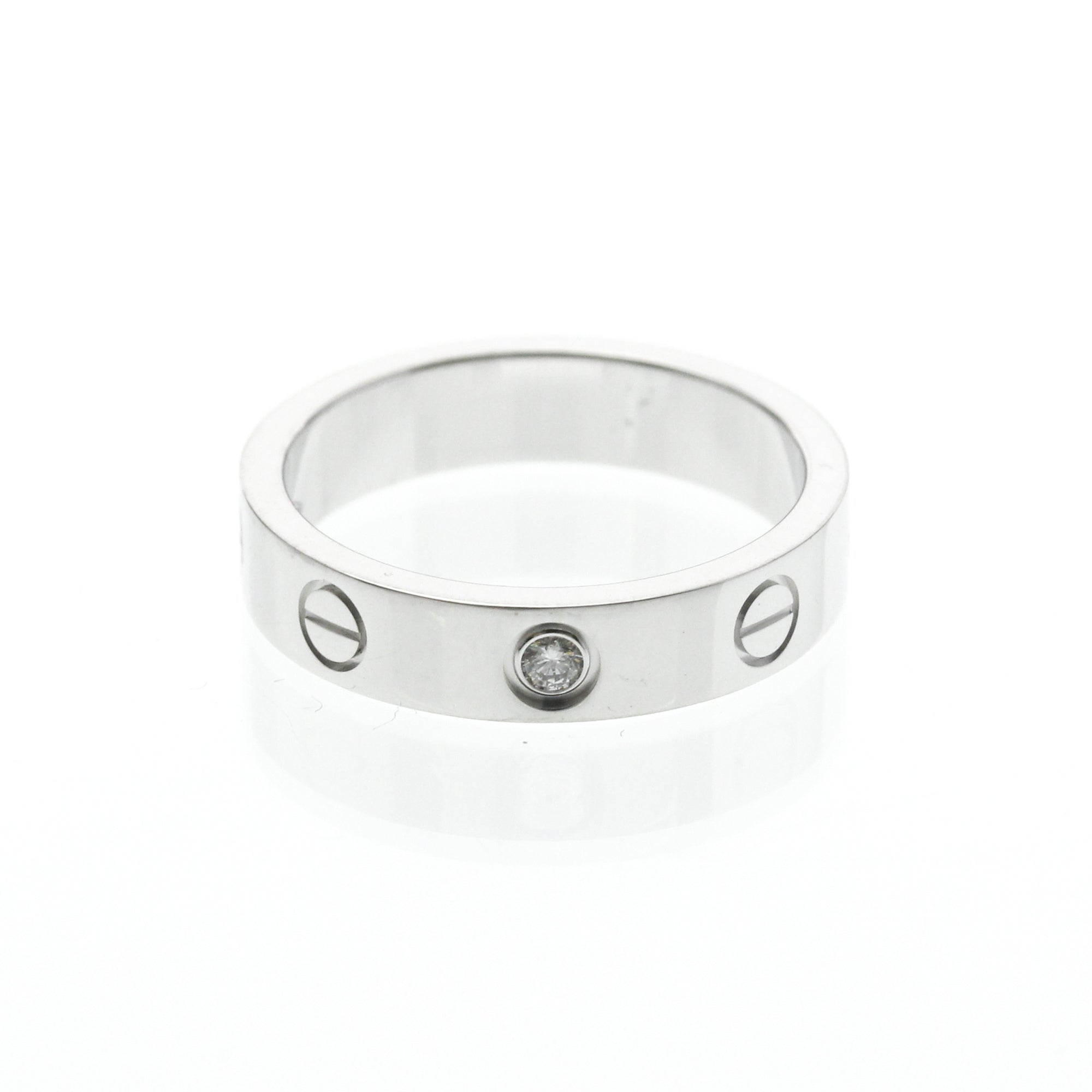 Cartier Love Wedding Band 1 Diamond 18K White Gold With Diamond Silver White_Gold Ring Jewelry (Pre-Owned)