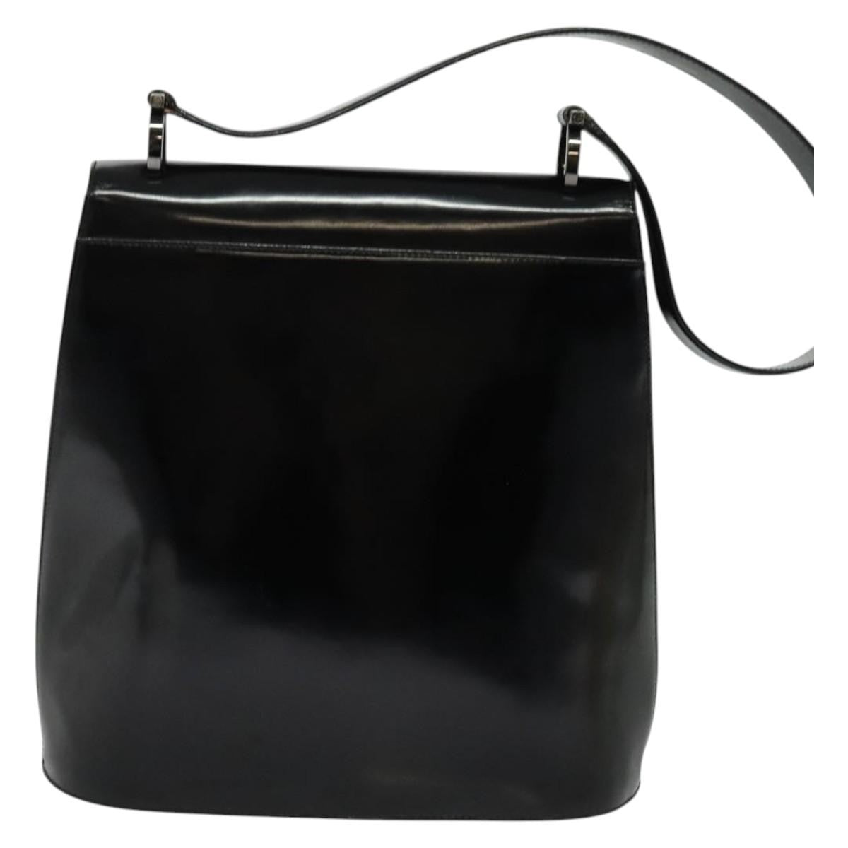 Salvatore Ferragamo Gancini Patent Leather Black Patent_Leather Shoulder Bag Bag (Pre-Owned)