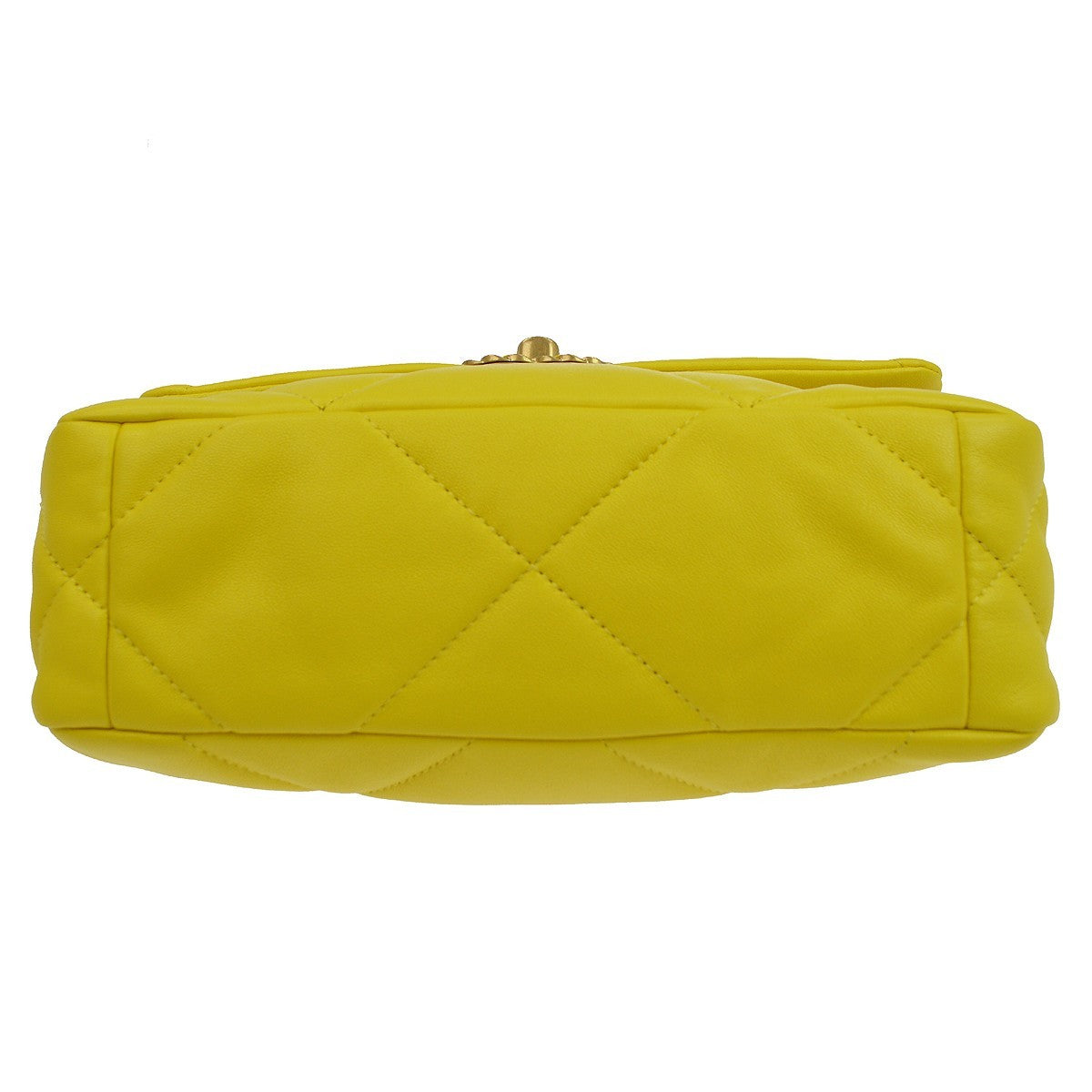 Chanel 19 Flap Bag Quilted Lambskin Yellow Leather Shoulder Bag Bag (Pre-Owned)