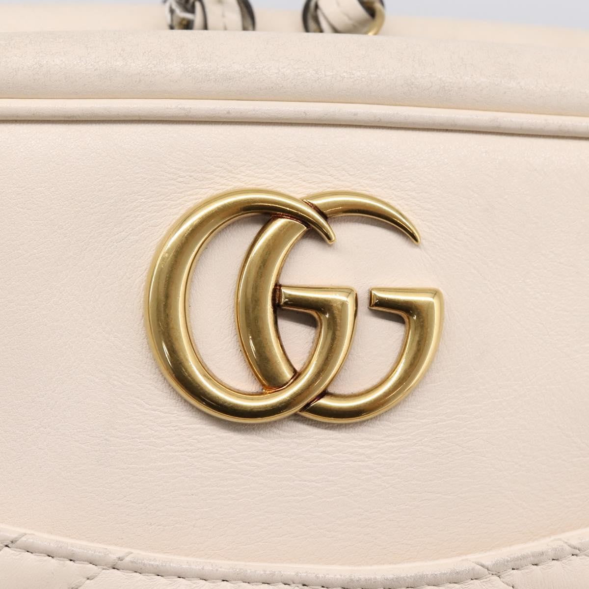 Gucci Gg Marmont Multi-Use Matelasse Leather White Leather Handbag (Pre-Owned)