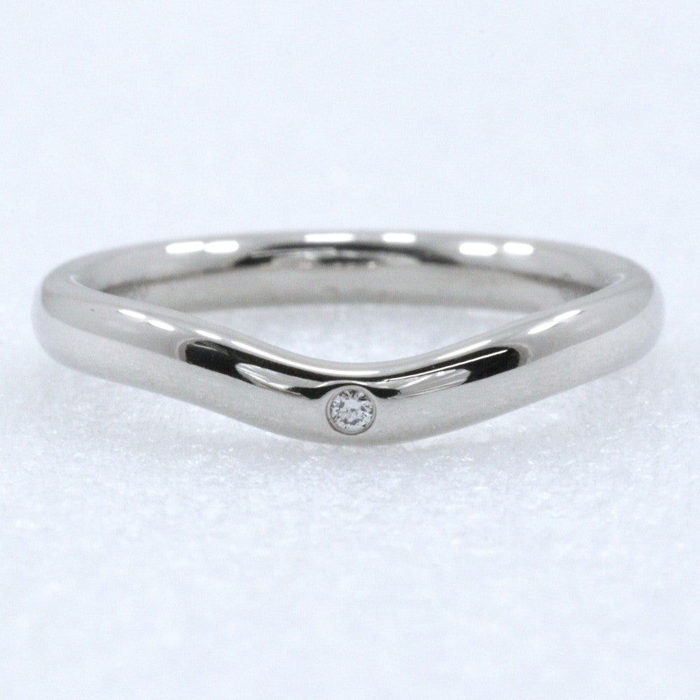 Tiffany & Co. Elsa Peretti Curved Wedding Band Platinum With Diamonds Silver Platinum Ring Jewelry (Pre-Owned)