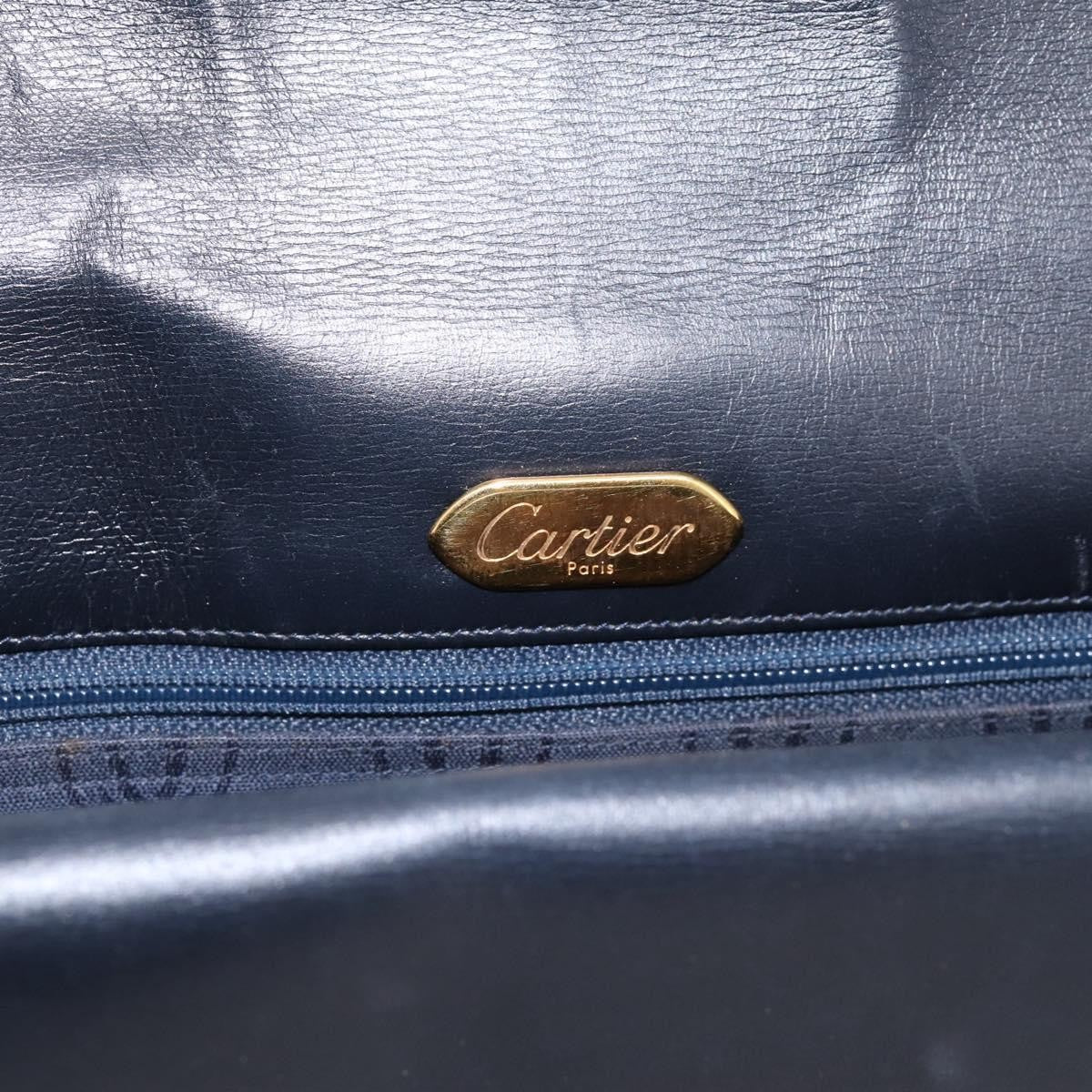 Cartier Sapphire Line Leather Black Leather Shoulder Bag Bag (Pre-Owned)