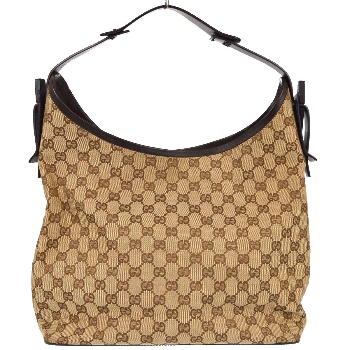 Gucci Creole Hobo Gg Canvas Beige Canvas Shoulder Bag Bag (Pre-Owned)