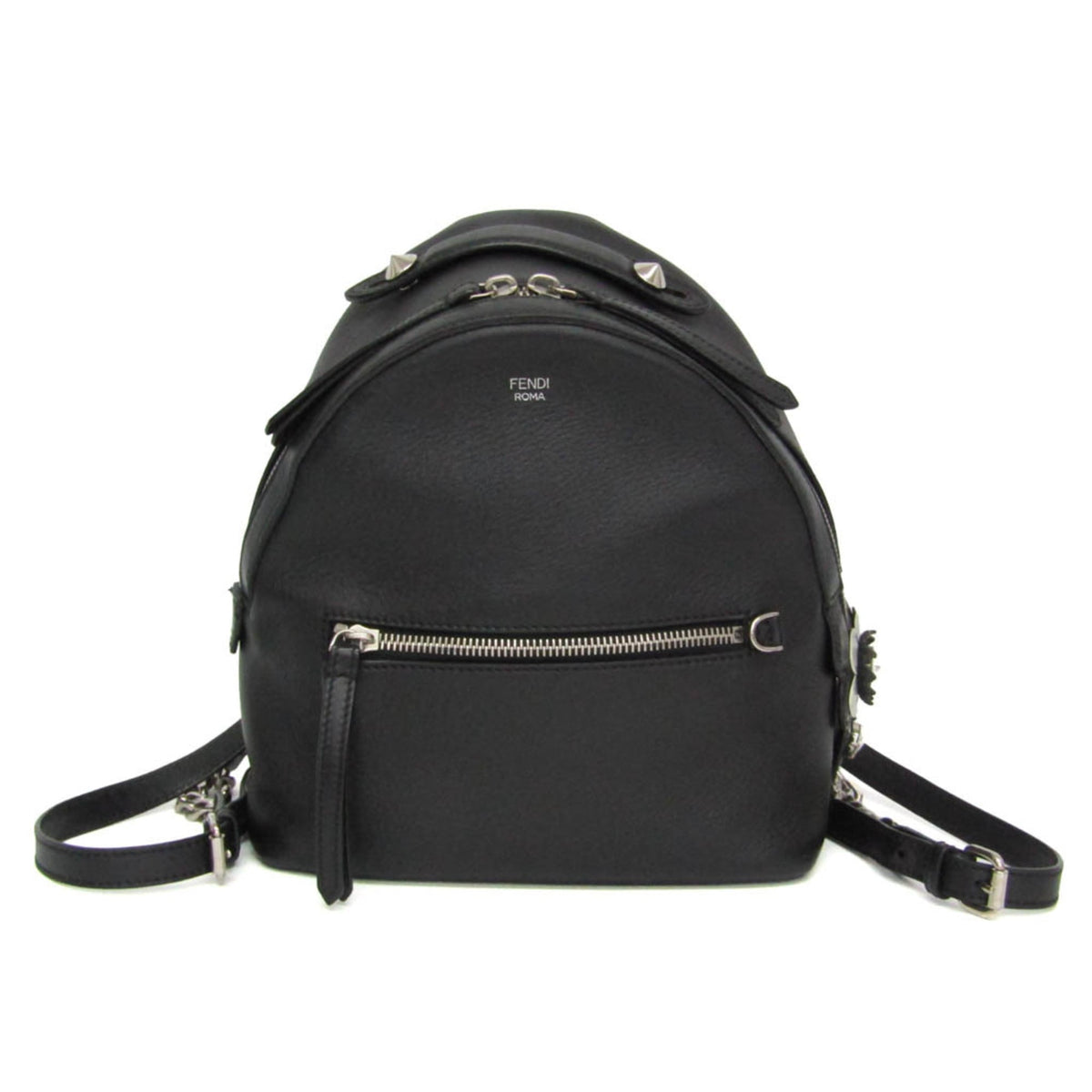 Fendi By The Way Leather With Crystals Black Leather Backpack Bag (Pre-Owned)