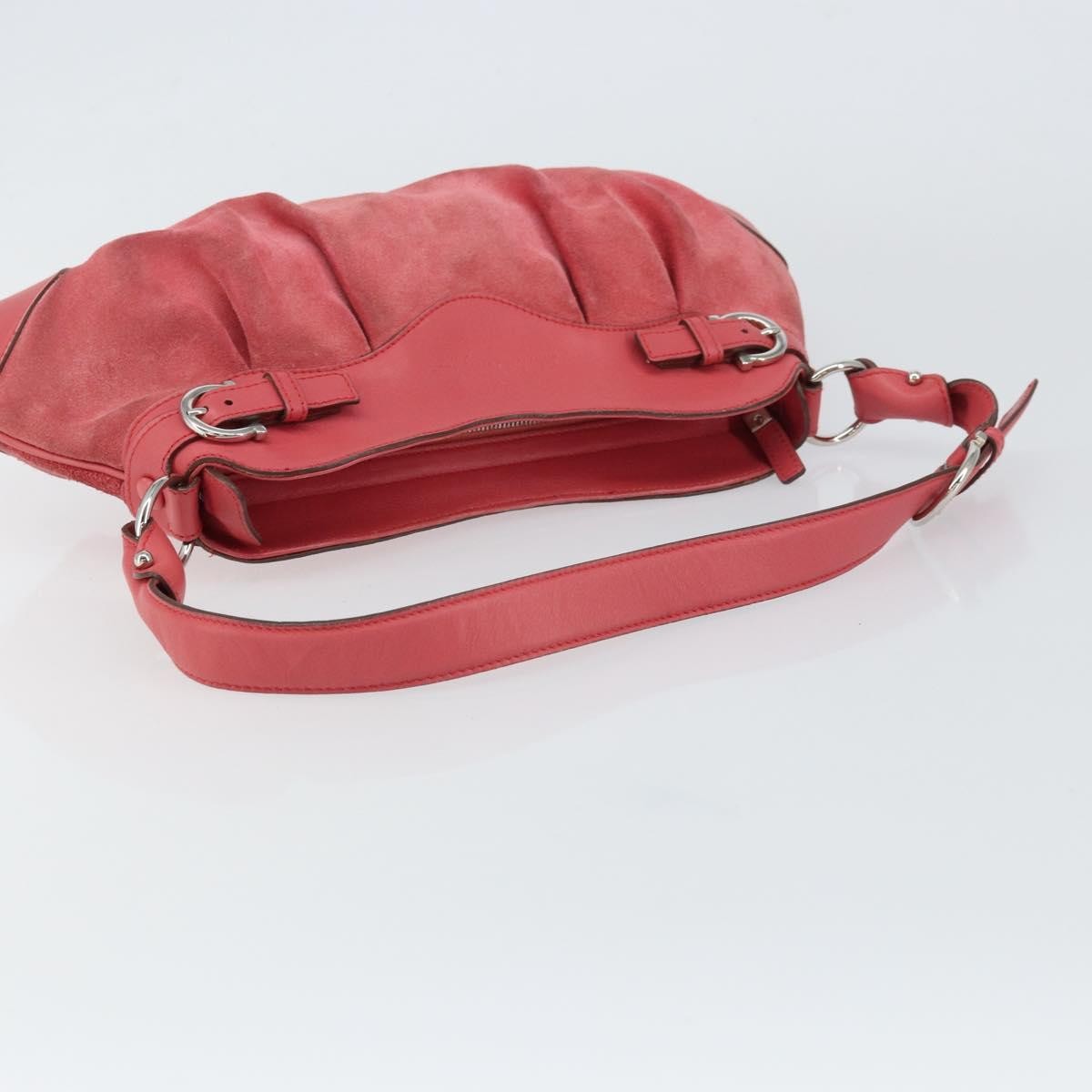 Salvatore Ferragamo Gancini Suede Pink Suede Shoulder Bag Bag (Pre-Owned)