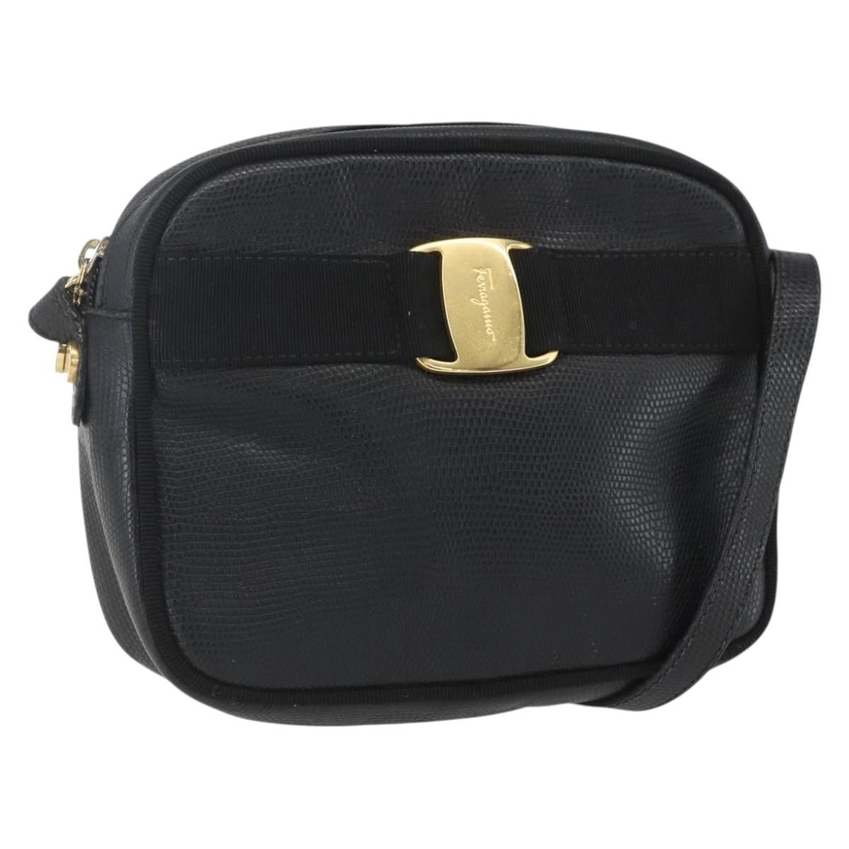 Salvatore Ferragamo Vala Leather Black Leather Shoulder Bag Bag (Pre-Owned)