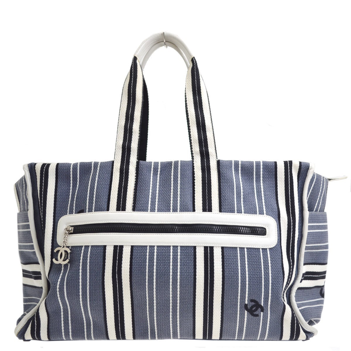 Chanel Vintage Pocket Striped Canvas Multicolour Canvas Tote Bag Bag (Pre-Owned)