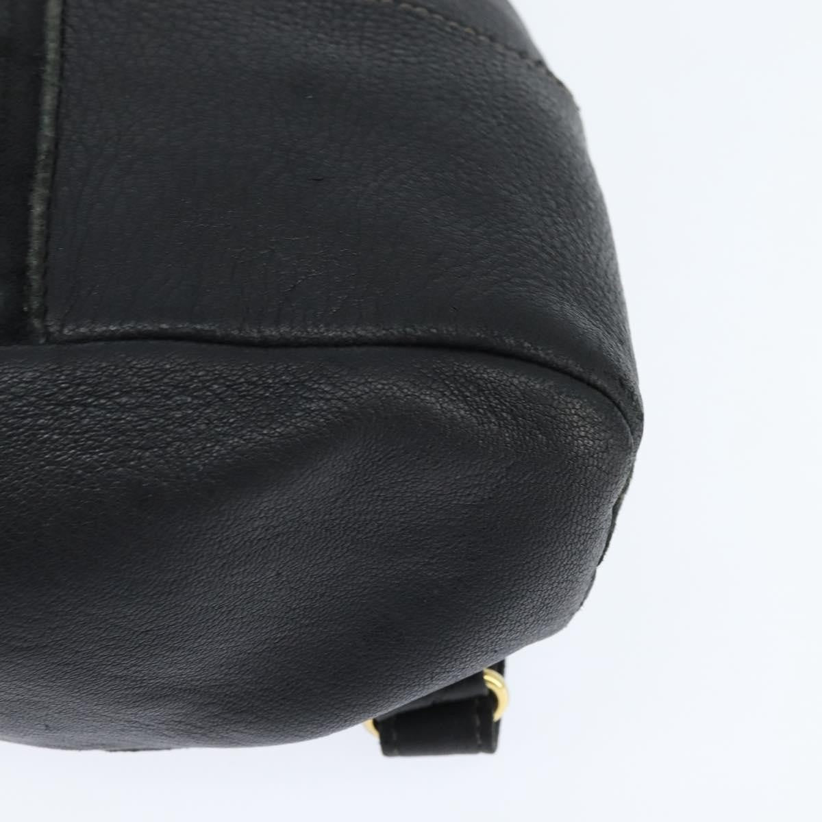 Fendi Logo Flap Drawstring Leather Black Leather Backpack Bag (Pre-Owned)