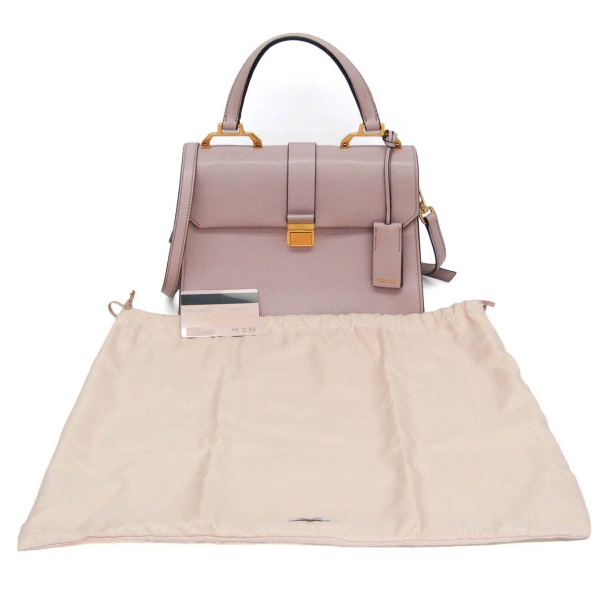 Miu Miu Madras Convertible Compartment Top Handle Leather Pink Leather Handbag (Pre-Owned)