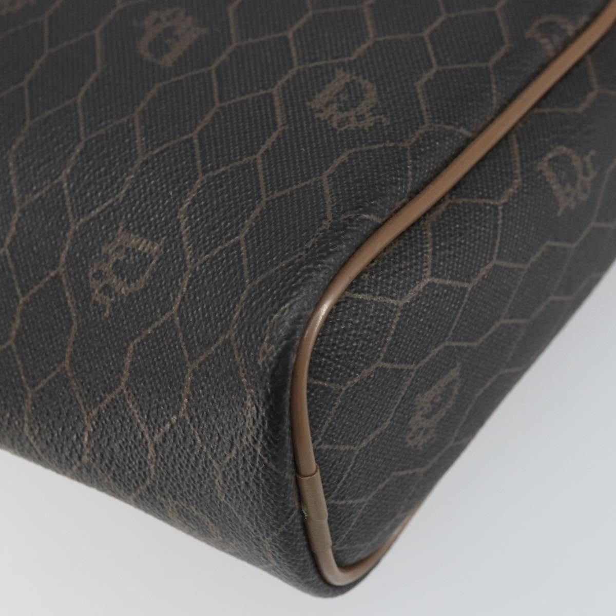 Christian Dior Vintage Honeycomb Zip Canvas And Leather Black Canvas Clutche & Pouche Bag (Pre-Owned)