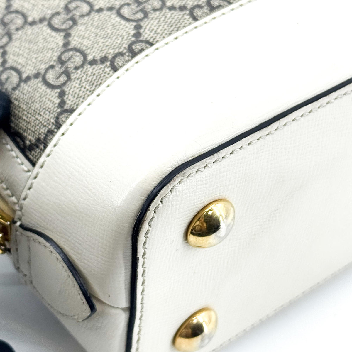 Gucci Horsebit 1955 Top Handle Gg Coated Canvas With Leather Beige Canvas Handbag (Pre-Owned)