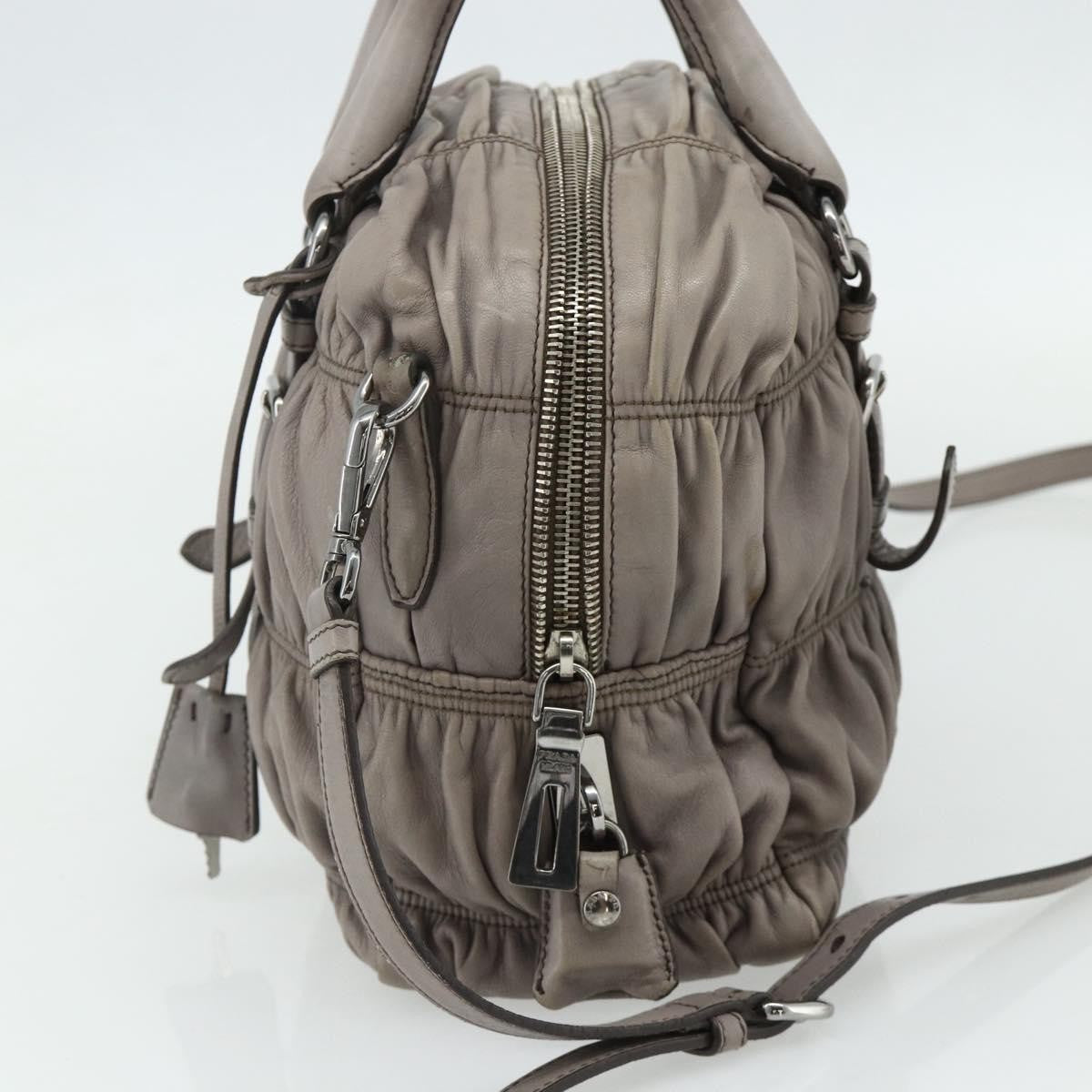 Prada Gaufre Convertible Satchel Nappa Leather Gray Leather Handbag (Pre-Owned)
