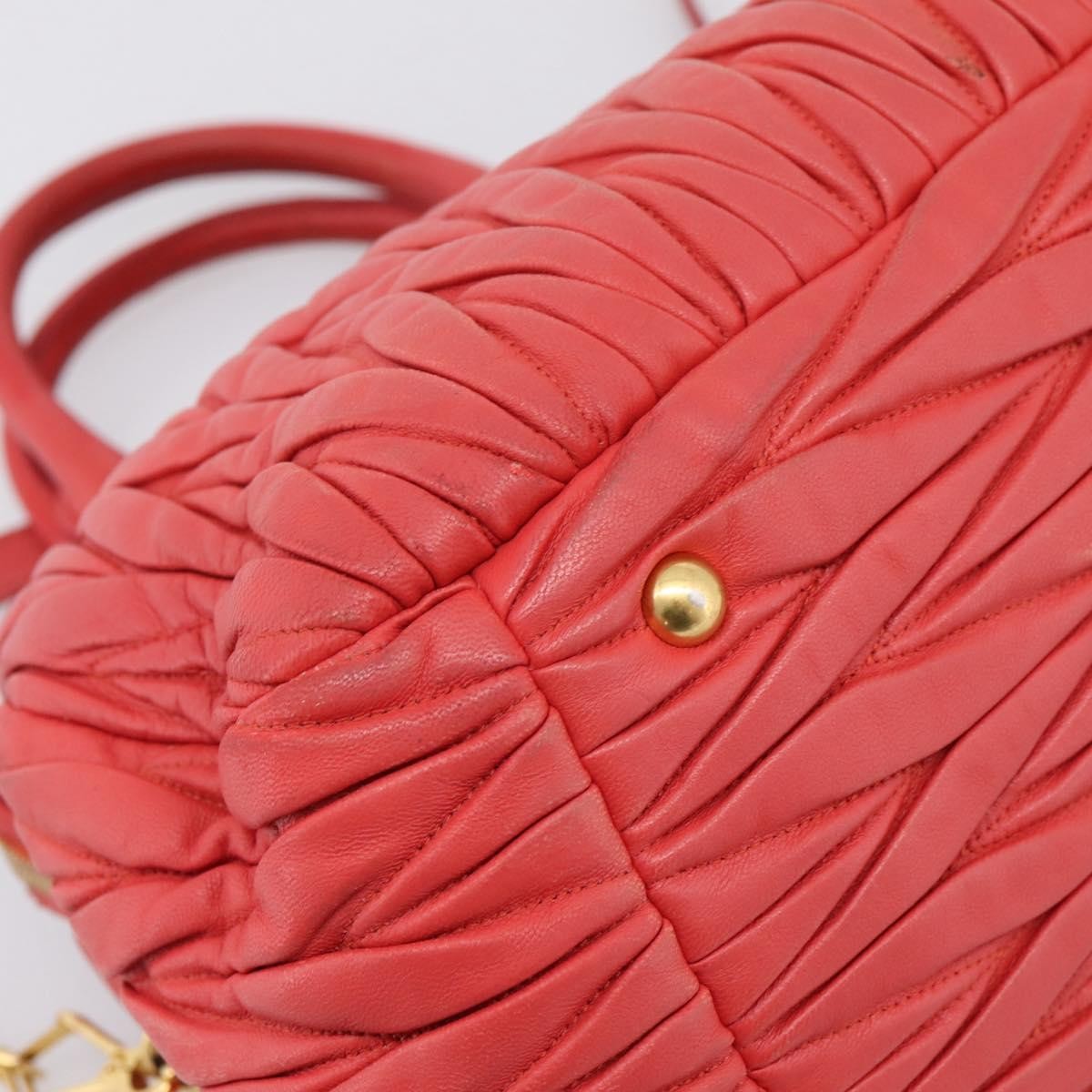 Miu Miu Madras Bowler Matelasse Leather Red Leather Handbag (Pre-Owned)