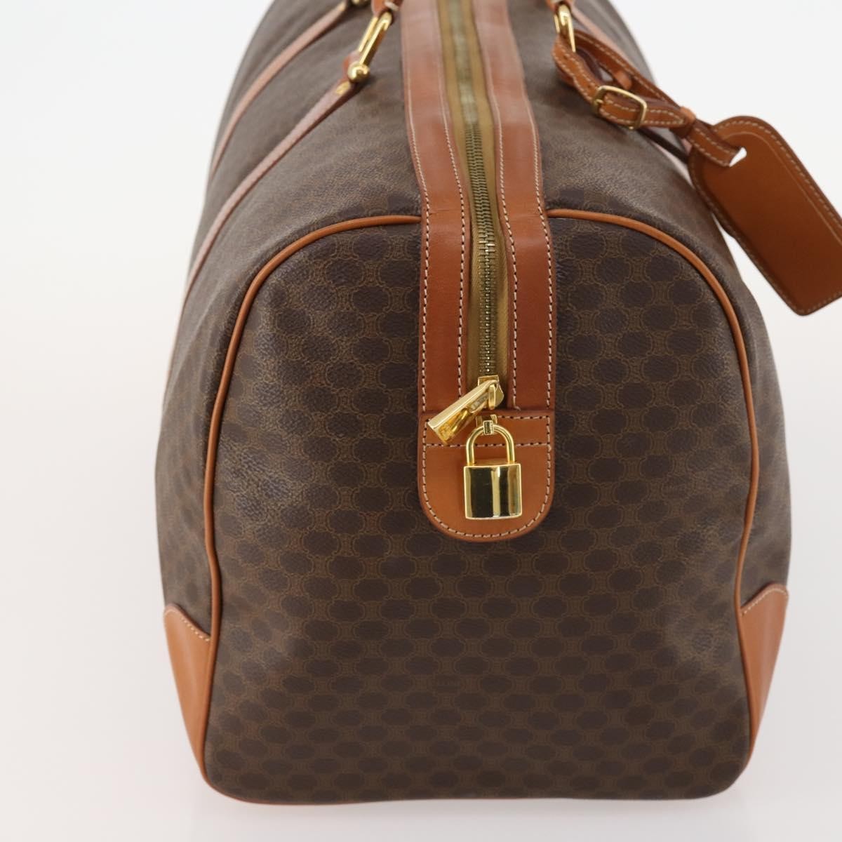 Celine Vintage Duffle Canvas And Leather Brown Canvas Travel Bag Bag (Pre-Owned)
