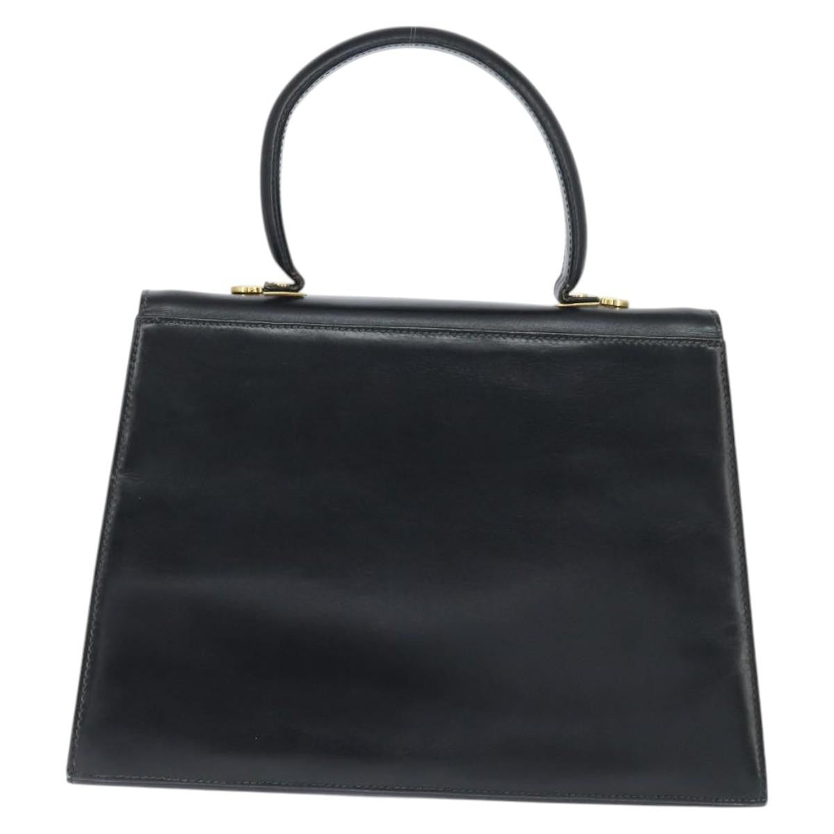 Salvatore Ferragamo Gancini Convertible Top Handle Leather Black Leather Handbag (Pre-Owned)