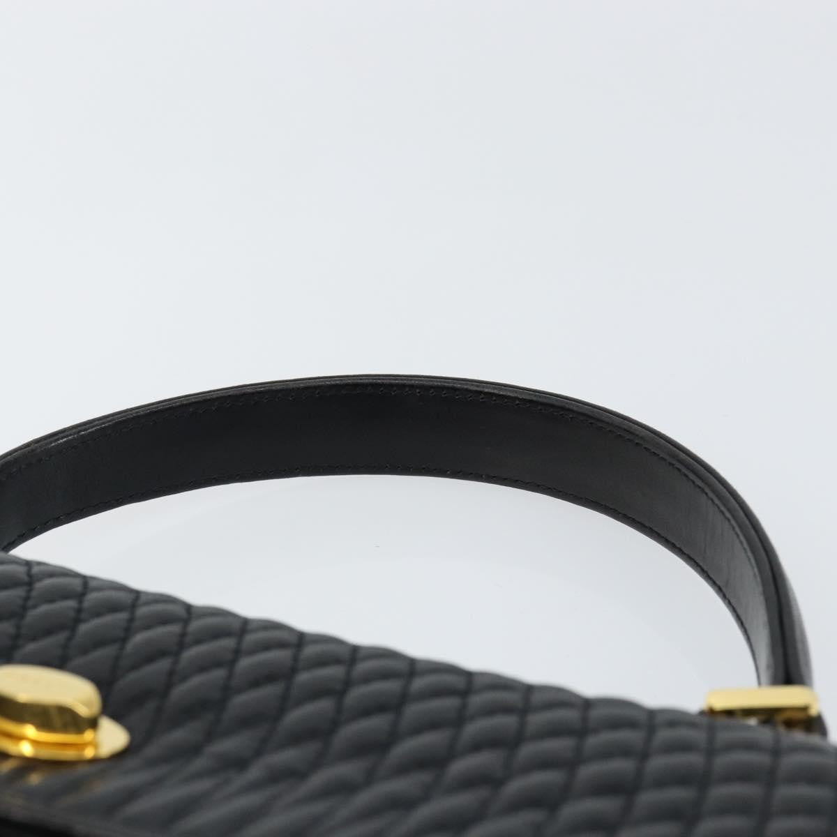 Bally Vintage Quilted Leather Black Leather Handbag (Pre-Owned)