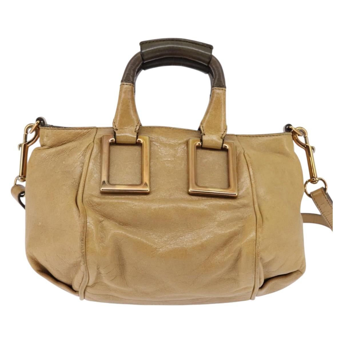 Chloe Ethel Leather Beige Leather Handbag (Pre-Owned)