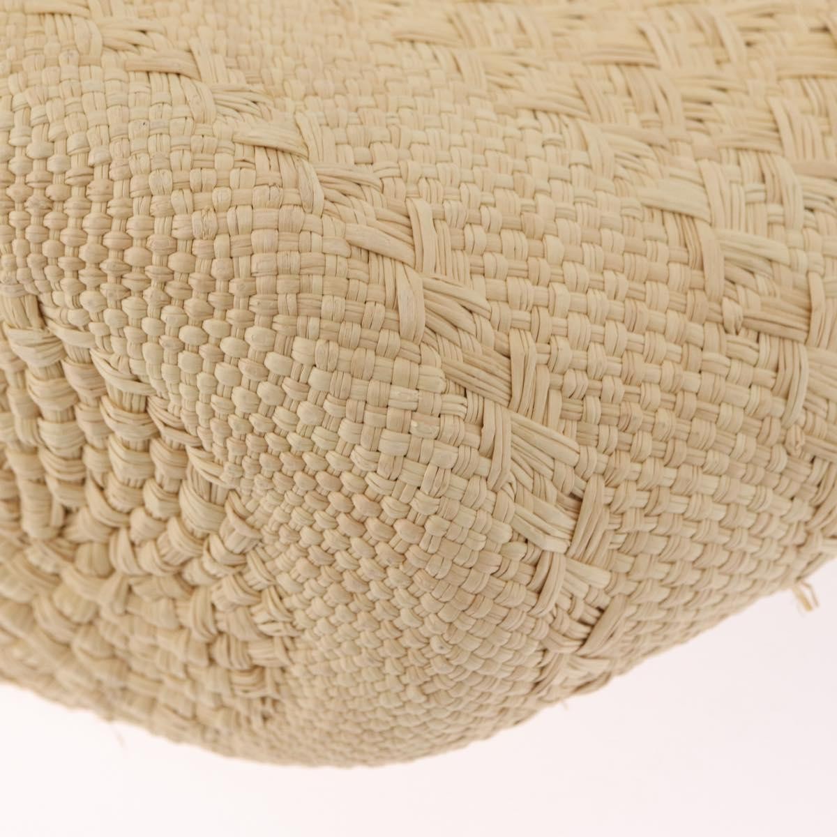 Loewe Anagram Basket Raffia Beige Wood Tote Bag Bag (Pre-Owned)