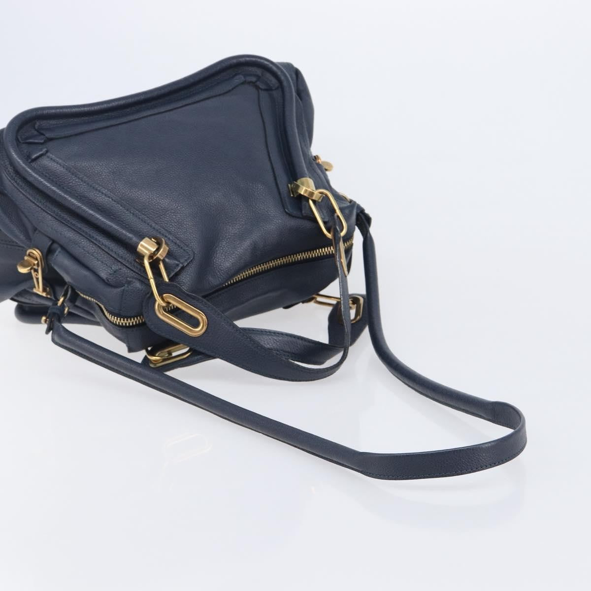 Chloe Paraty Top Handle Leather Navy Leather Handbag (Pre-Owned)