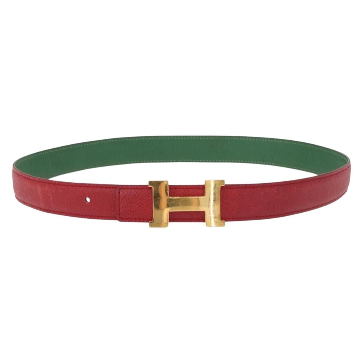 Hermes Constance Belt Leather Red Leather Belts Accessory (Pre-Owned)