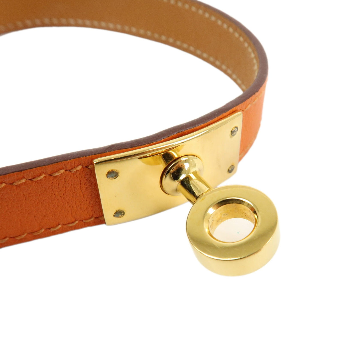 Hermes Kelly Double Tour Leather Orange Leather Bracelet Jewelry (Pre-Owned)