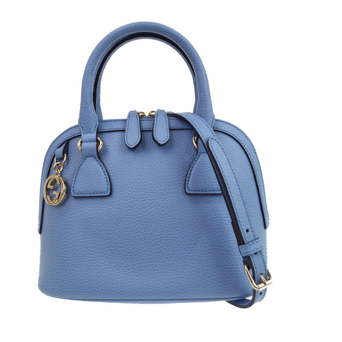 Gucci Interlocking Top Handle Leather Blue Leather Handbag (Pre-Owned)