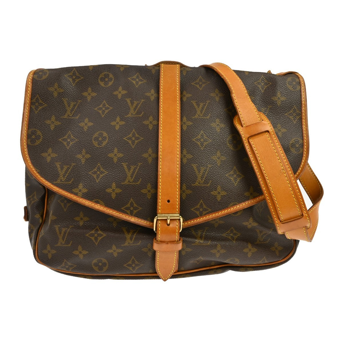 Louis Vuitton Saumur Monogram Brown Canvas Shoulder Bag Bag (Pre-Owned)