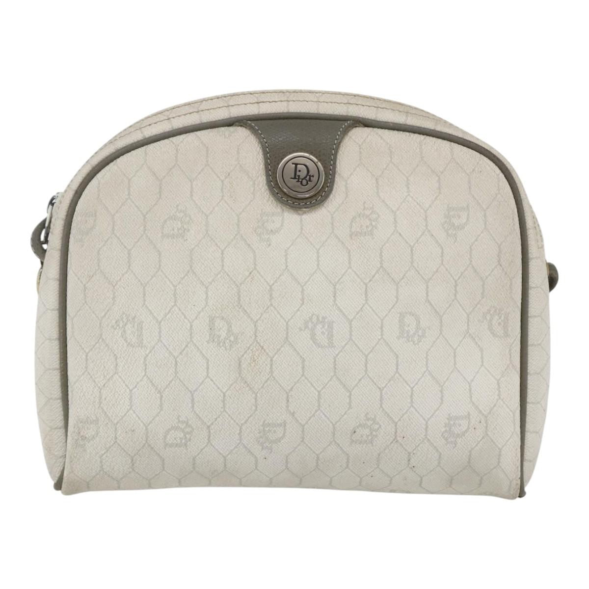 Christian Dior Vintage Honeycomb Canvas And Leather White Canvas Shoulder Bag Bag (Pre-Owned)
