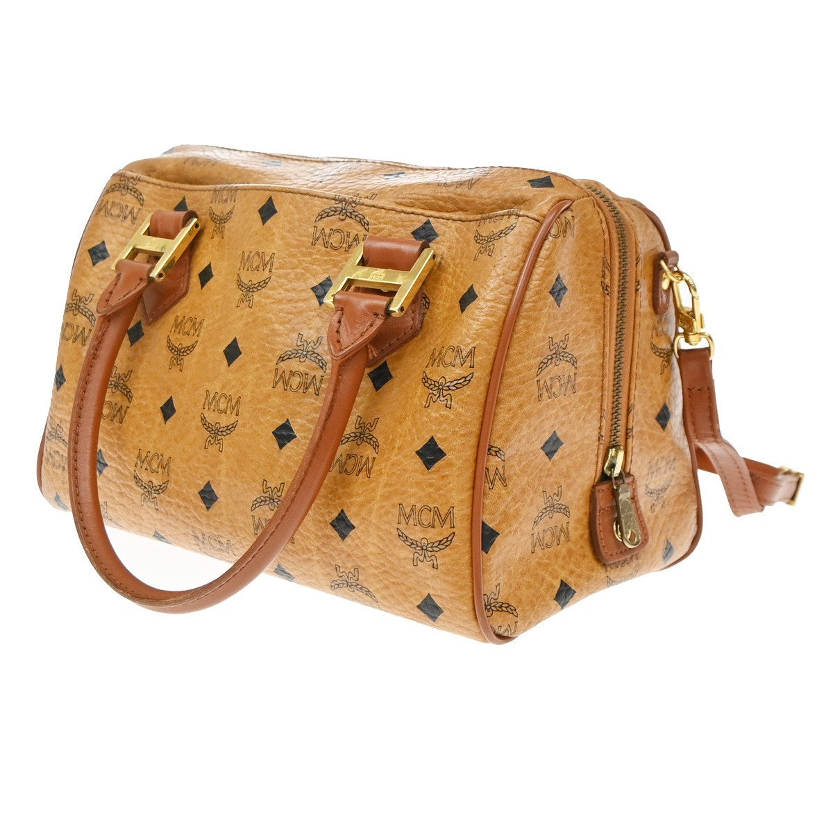 MCM Visetos Logogramme Leather Brown Leather Handbag (Pre-Owned)