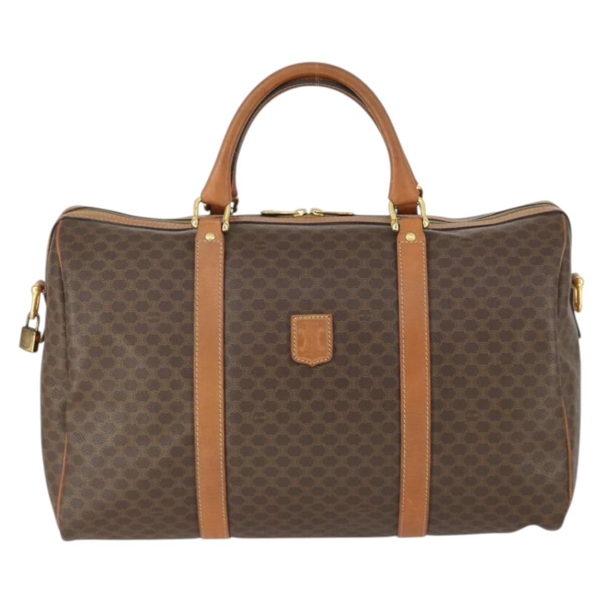 Celine Vintage Macadam Boston Canvas And Leather Brown Pvc Travel Bag Bag (Pre-Owned)