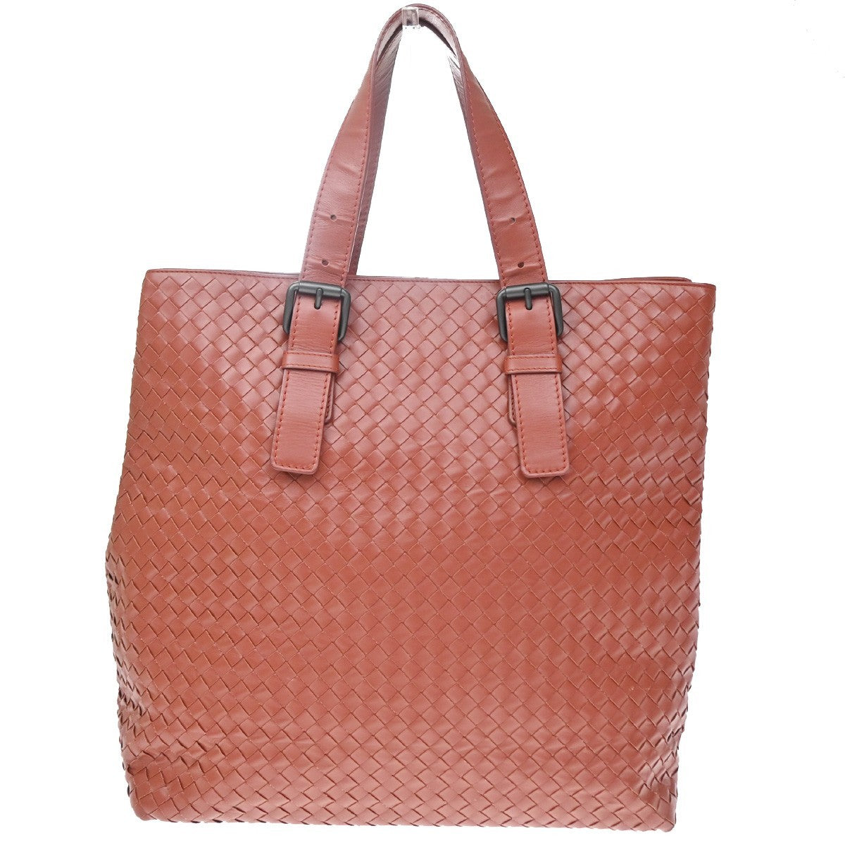 Bottega Veneta Belted Tote Intrecciato Nappa Red Leather Tote Bag Bag (Pre-Owned)