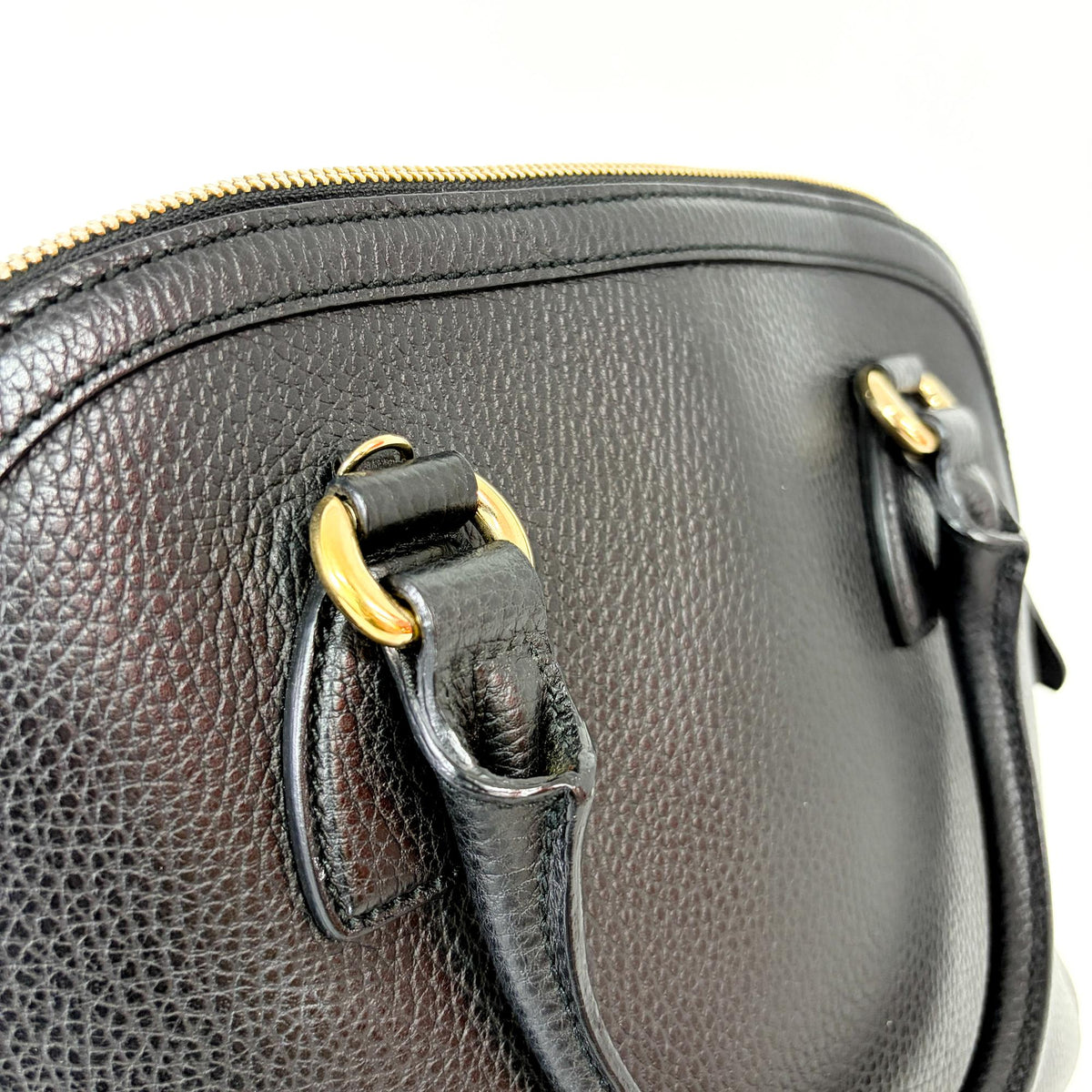 Gucci Dome Bowler Gg Suede Black Leather Handbag (Pre-Owned)