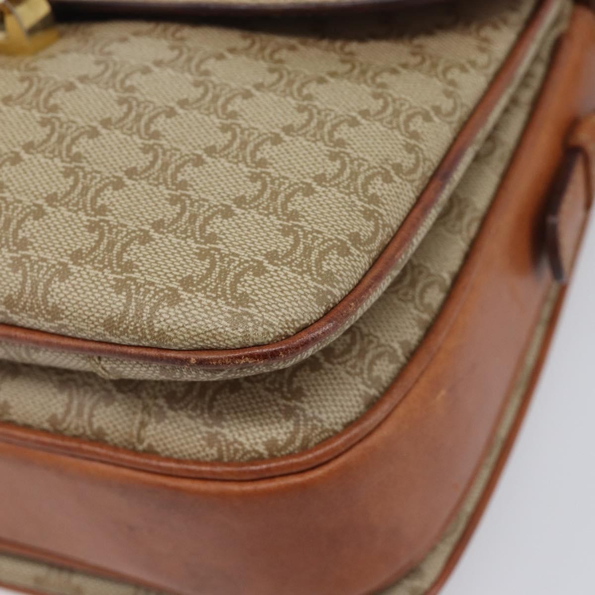 Celine Macadam Shoulder Canvas Beige Canvas Crossbody Bag Bag (Pre-Owned)