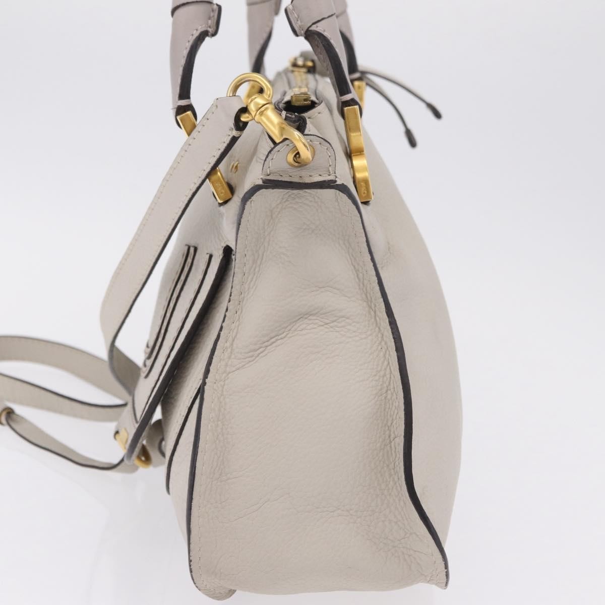 Chloe Marcie Satchel Leather Gray Leather Handbag (Pre-Owned)