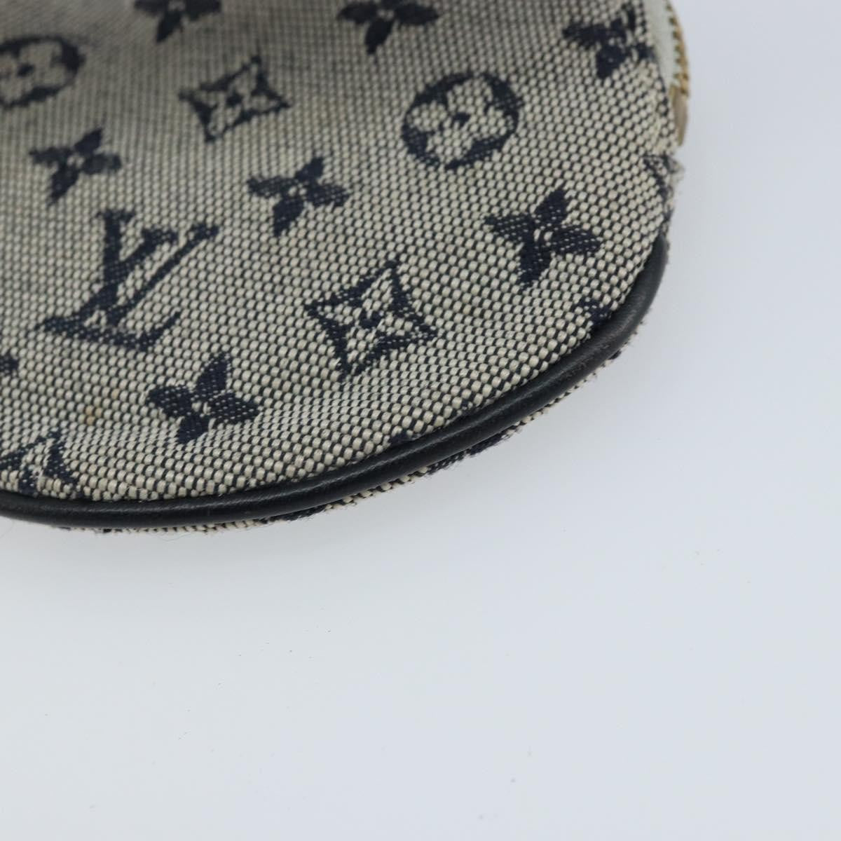 Louis Vuitton Round Coin Purse Mini Lin Blue Canvas Clutche & Pouche Bag (Pre-Owned)