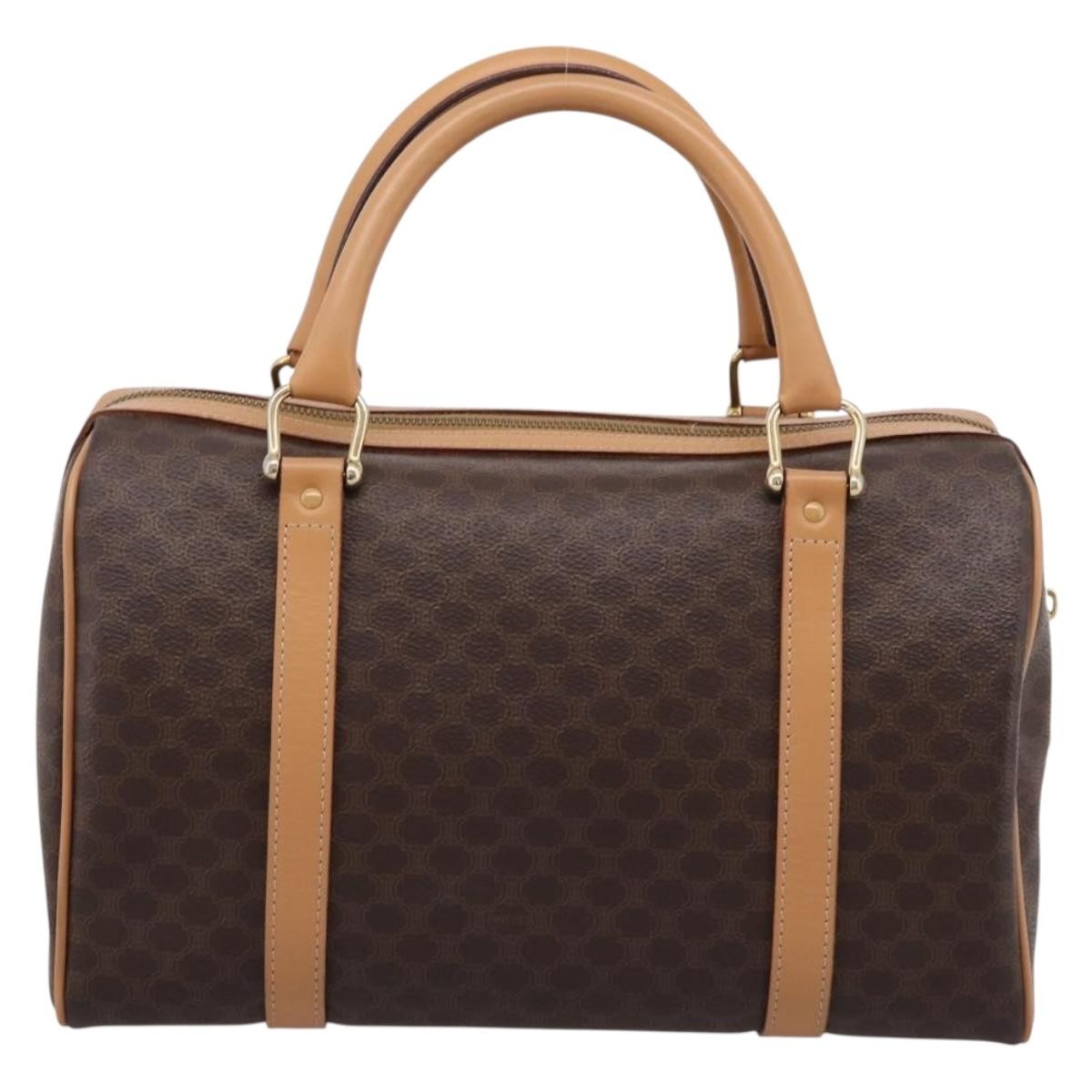 Celine Boston Triomphe Xl Coated Canvas Brown Pvc Handbag (Pre-Owned)