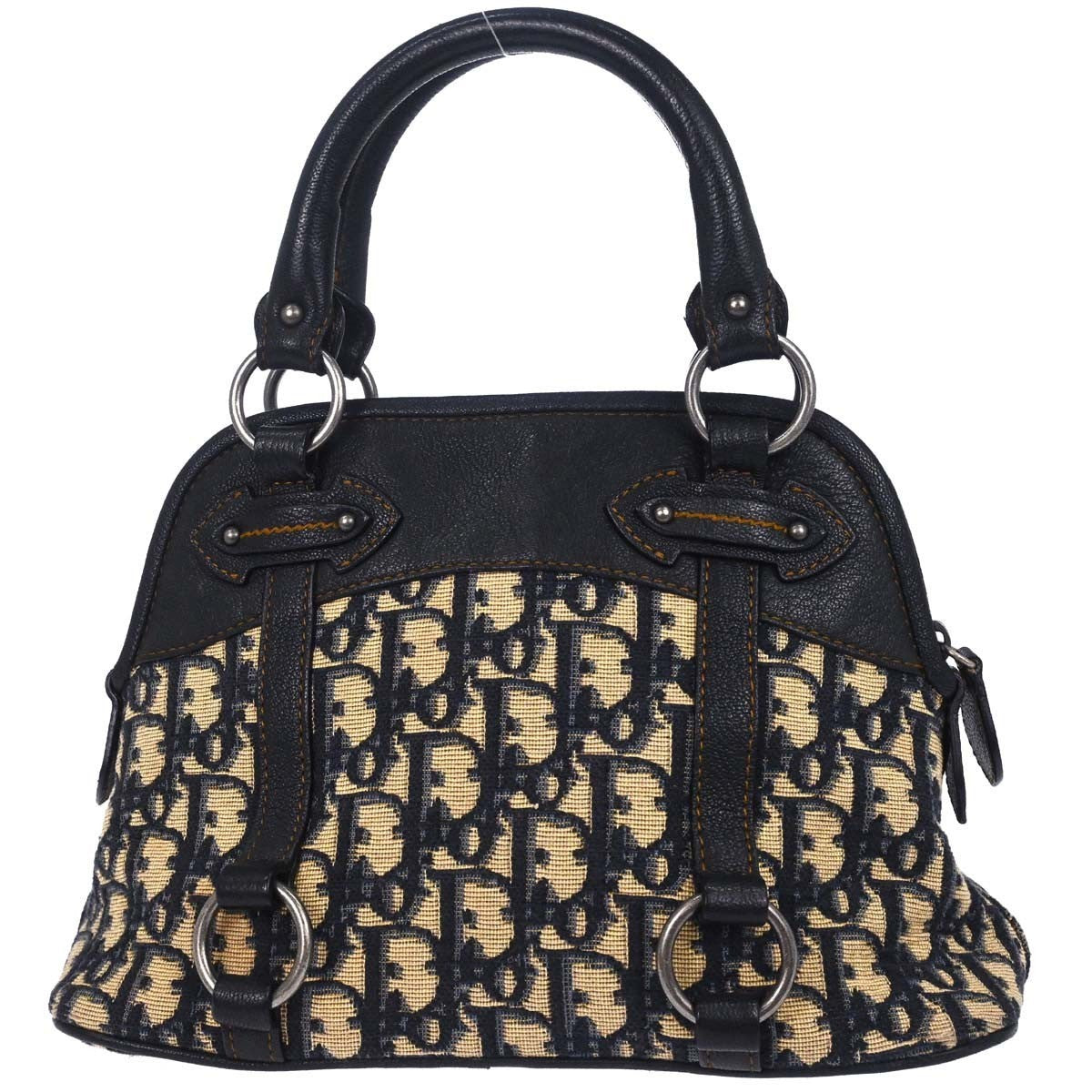 Christian Dior Vintage Cd Satchel Diorissimo Canvas Beige Canvas Handbag (Pre-Owned)
