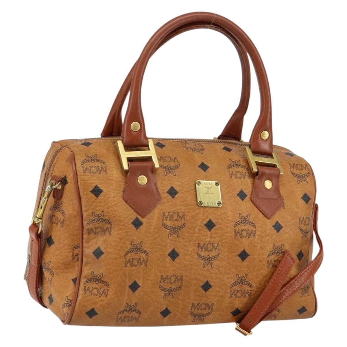 MCM Visetos Canvas And Leather Brown Canvas Handbag (Pre-Owned)