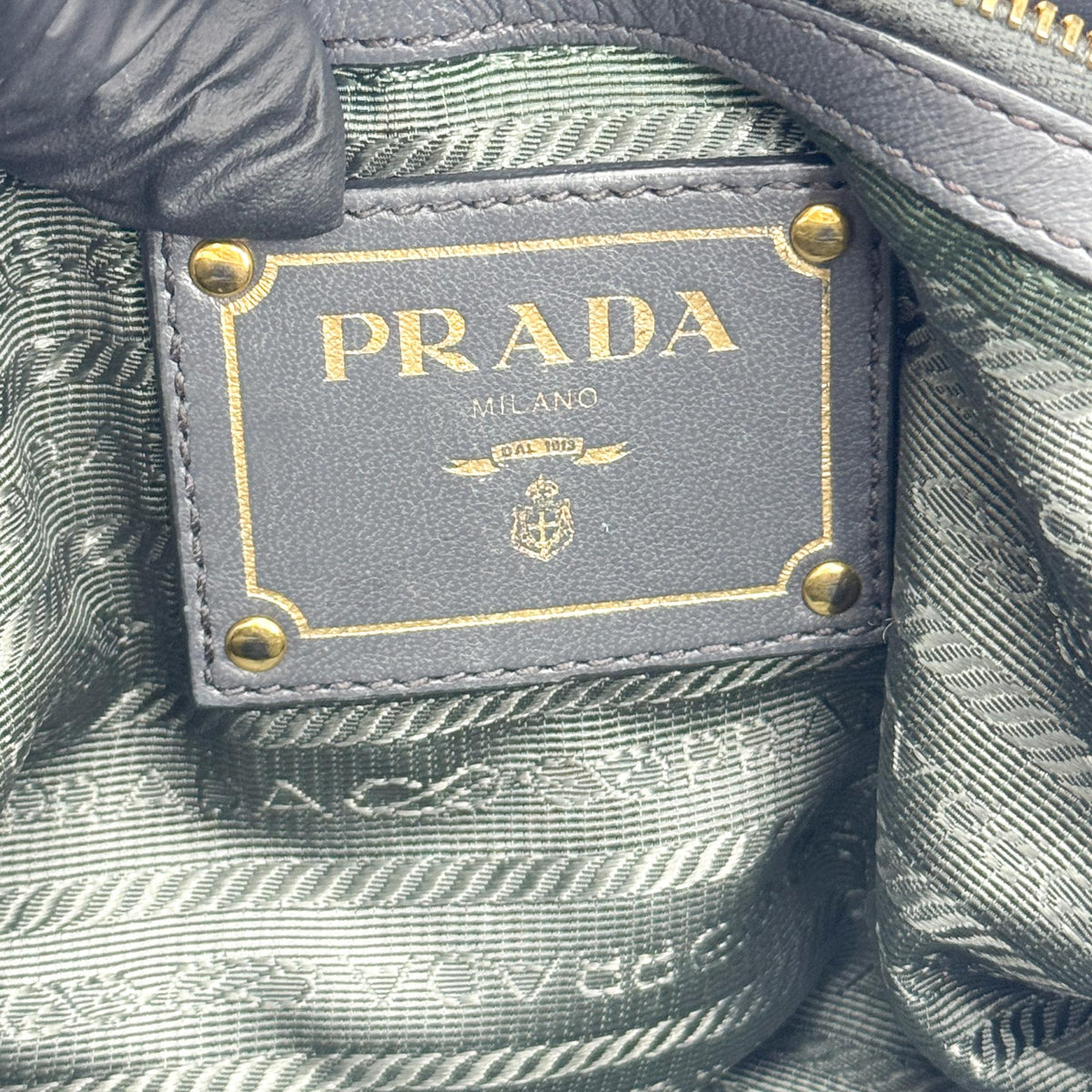 Prada Gaufre Nappa Leather Gray Nylon Tote Bag Bag (Pre-Owned)