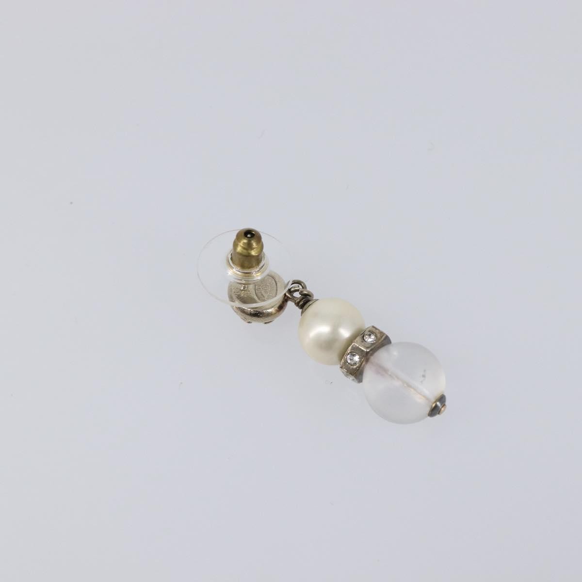 Chanel Cc Pearl Drop Faux Pearl And Metal Silver Metal Earrings Jewelry (Pre-Owned)
