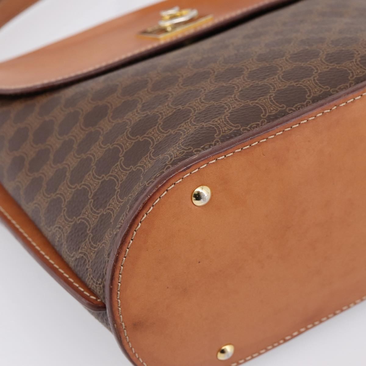 Celine Macadam Leather Brown Canvas Shoulder Bag Bag (Pre-Owned)