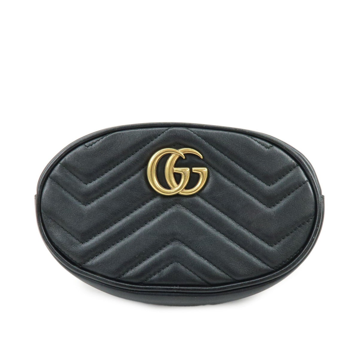 Gucci Gg Marmont Belt Matelasse Leather Black Leather Handbag (Pre-Owned)