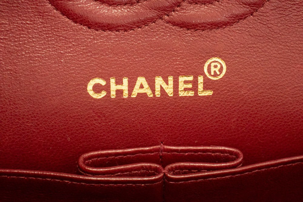 Chanel Vintage Classic Double Flap Quilted Lambskin Black Leather Shoulder Bag Bag (Pre-Owned)