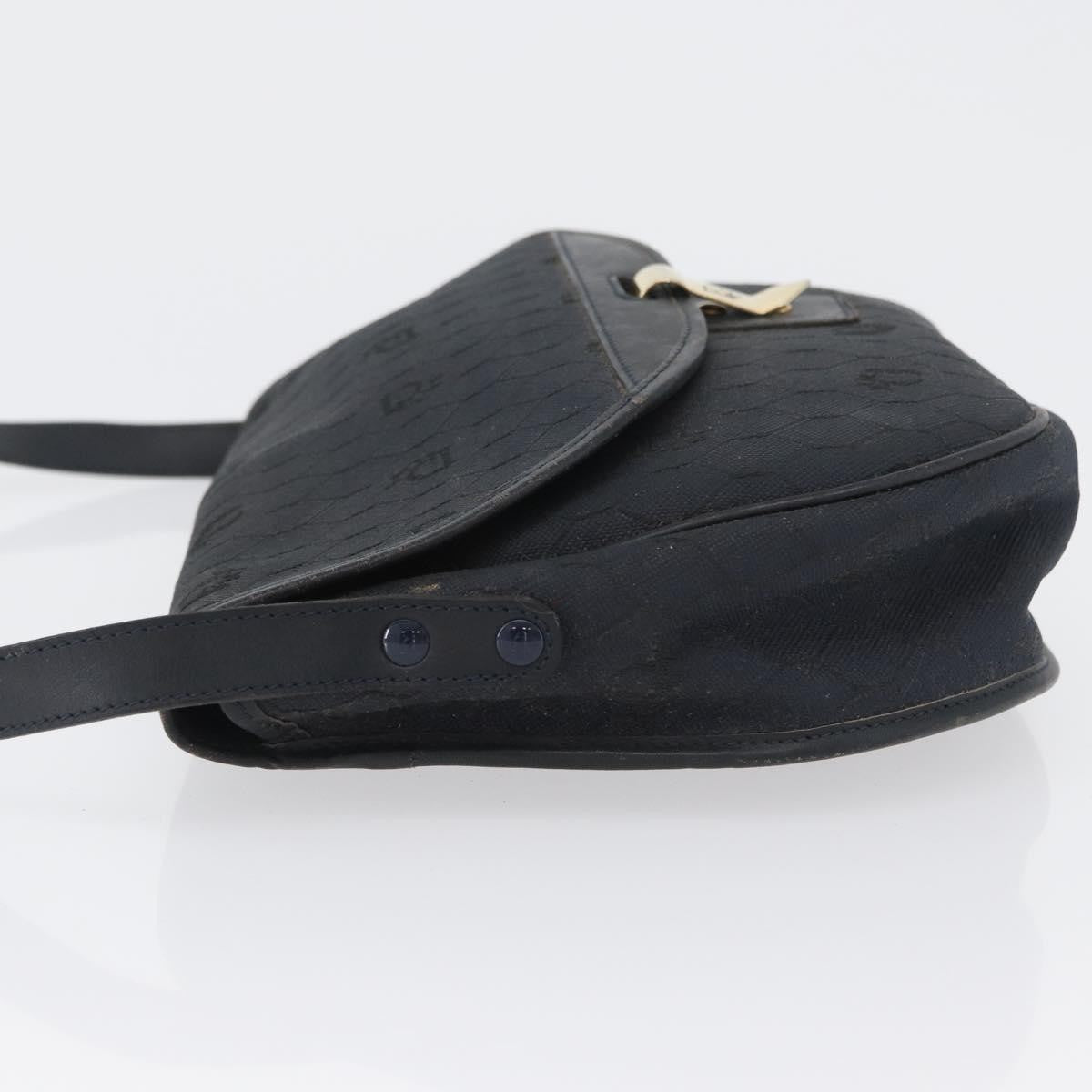 Christian Dior Vintage Honeycomb Flap Canvas And Leather Black Canvas Shoulder Bag Bag (Pre-Owned)